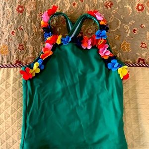 Hanna Andersson green flower swim top